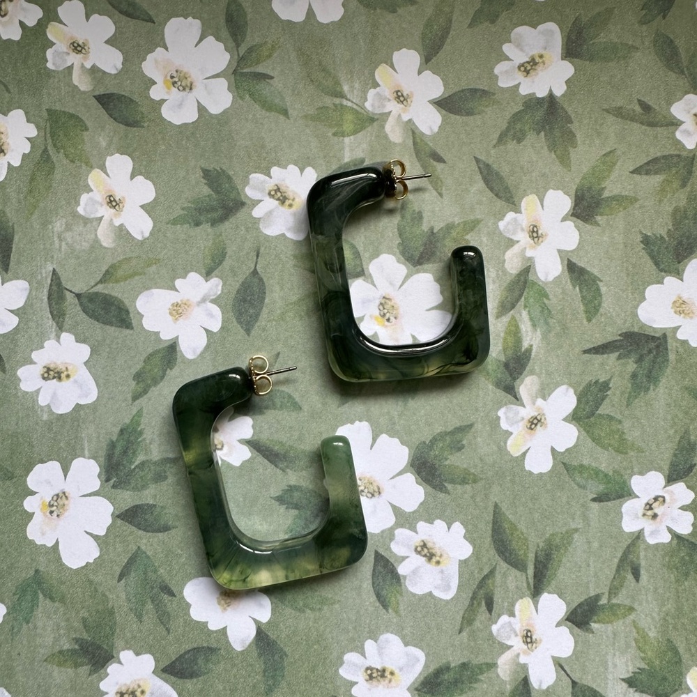 Green lucite earrings